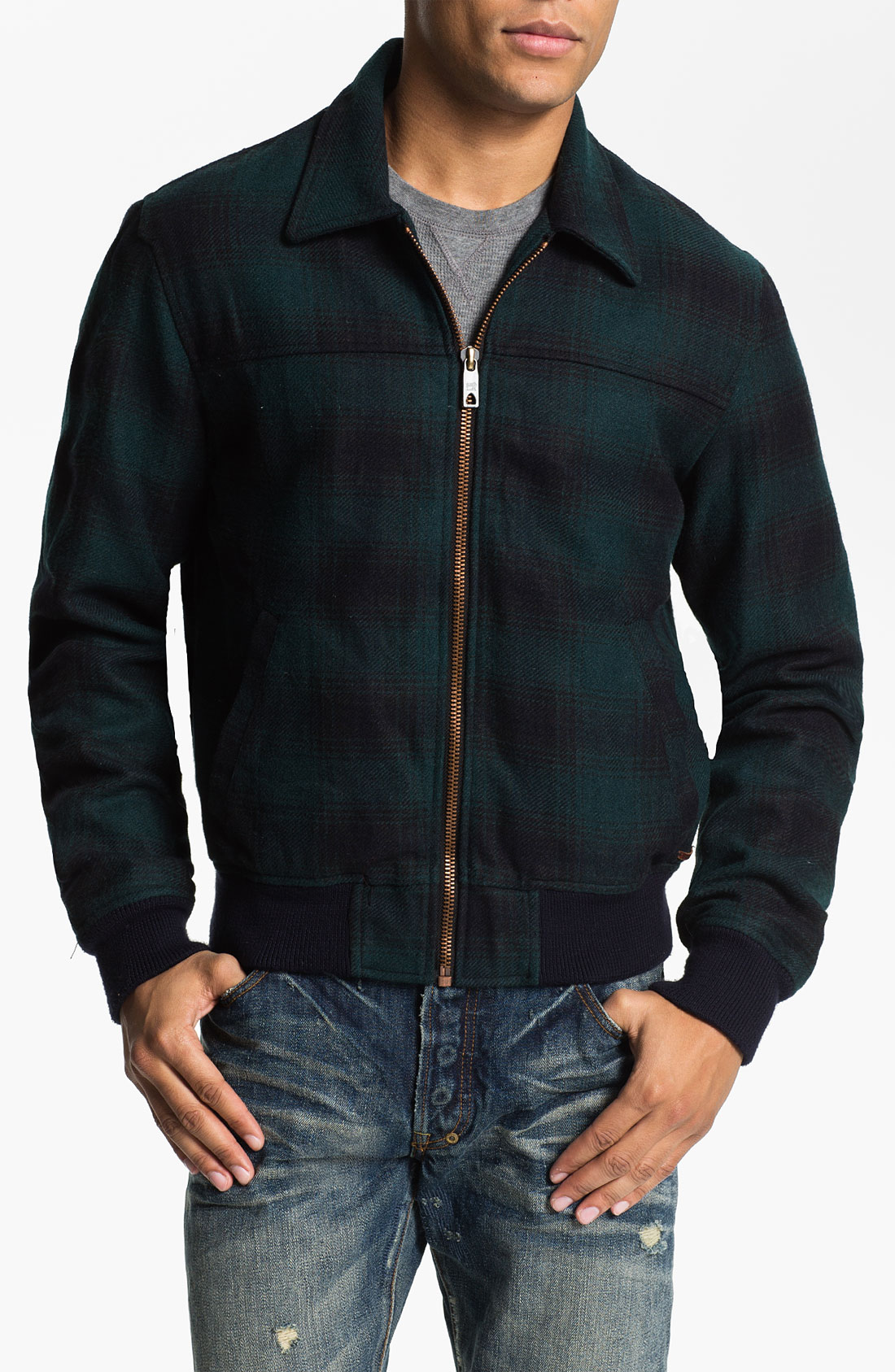 Scotch & Soda Plaid Bomber Jacket in Blue for Men (navy/ green) | Lyst