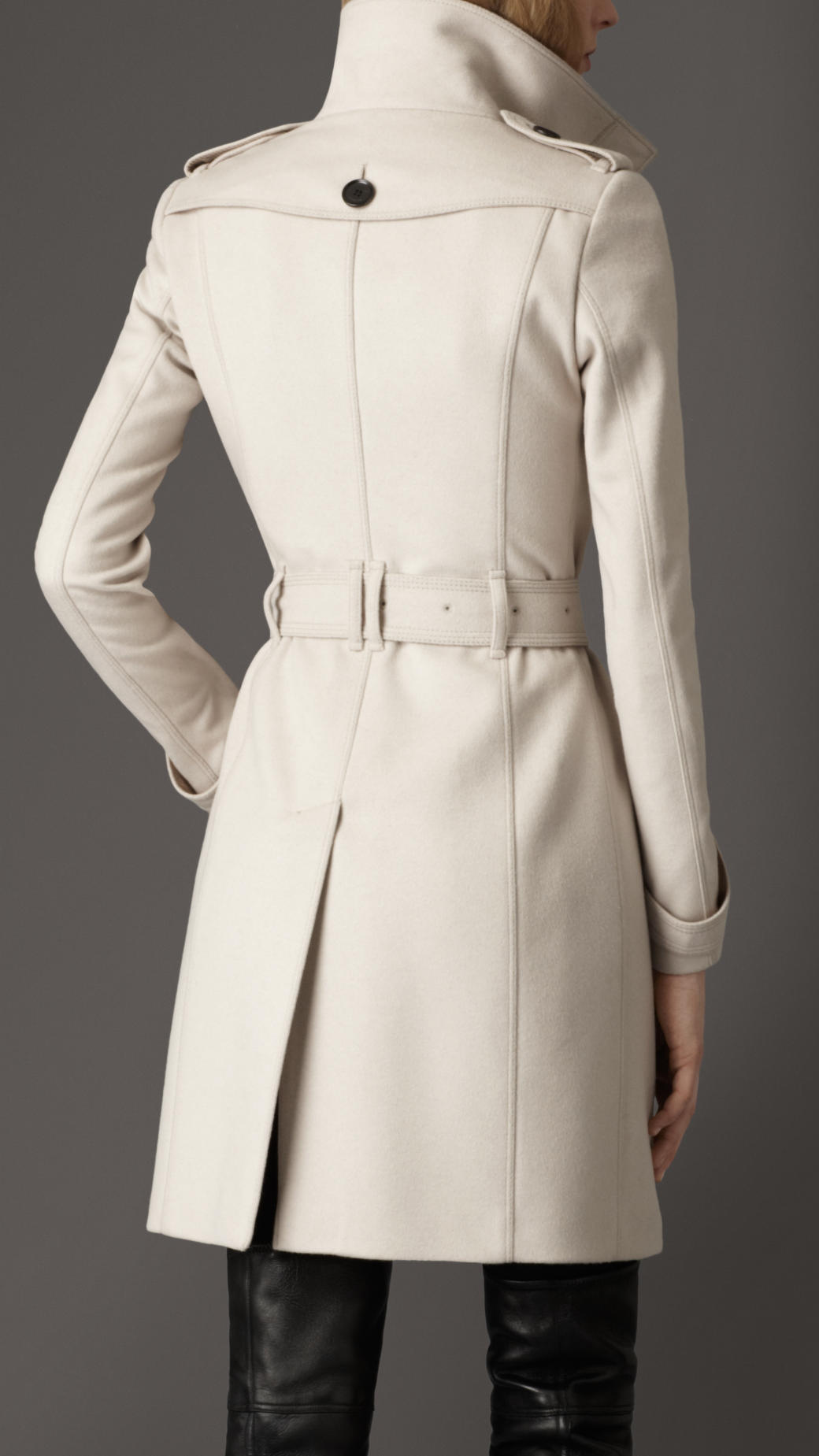 Burberry Virgin Wool Fitted Coat in Natural - Lyst