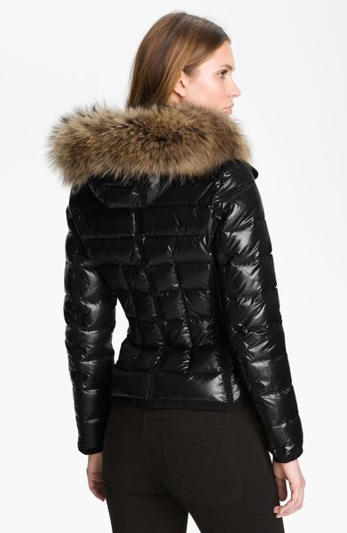 Moncler Celsie Genuine Coyote Fur Collar Down Coat in Black | Lyst