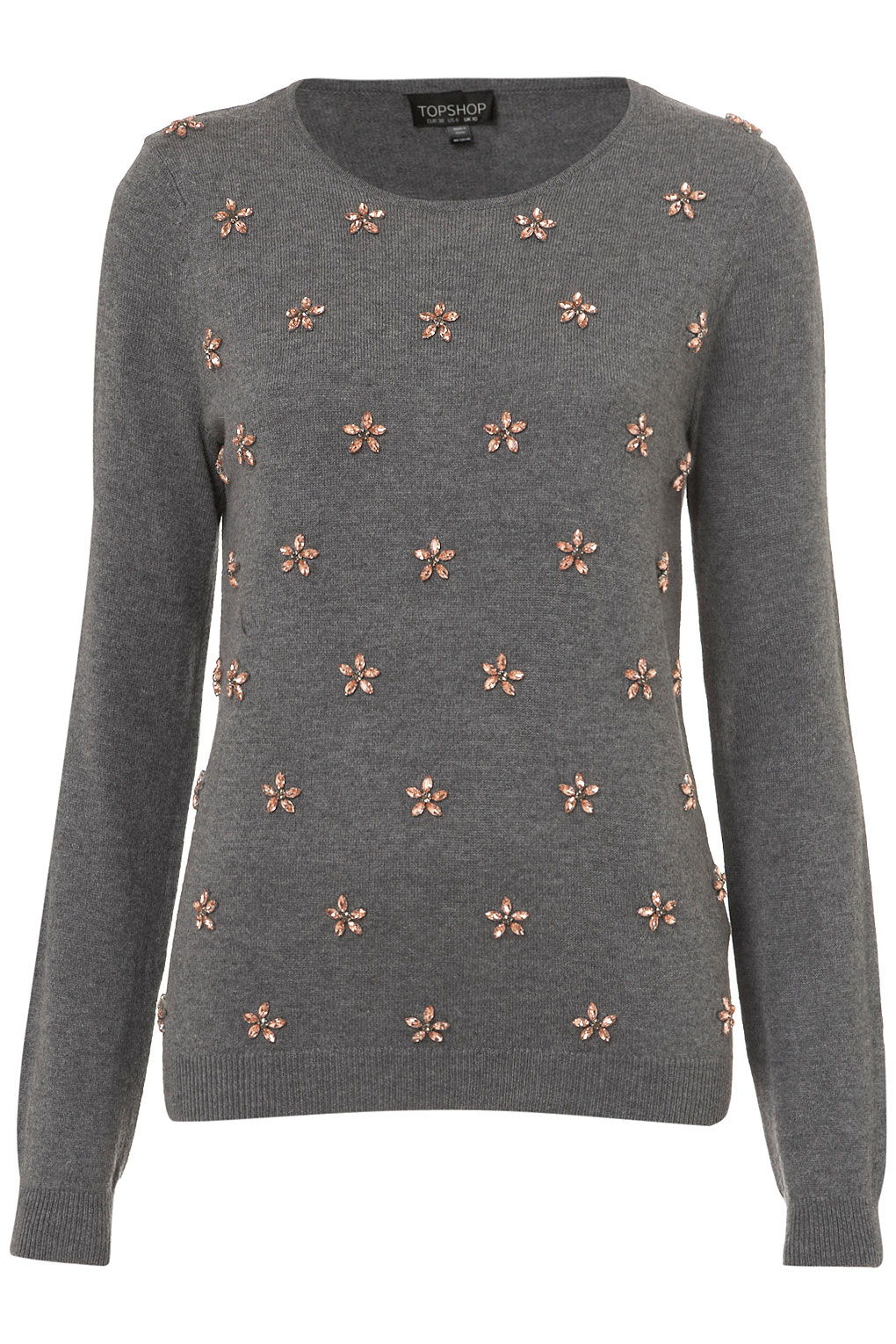 Lyst - Topshop Knitted Flower Jumper in Gray