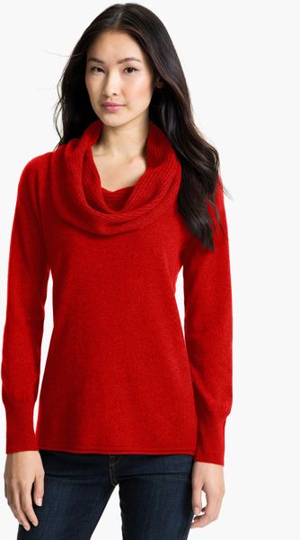 Nordstrom Collection Cowl Neck Cashmere Sweater in Red | Lyst