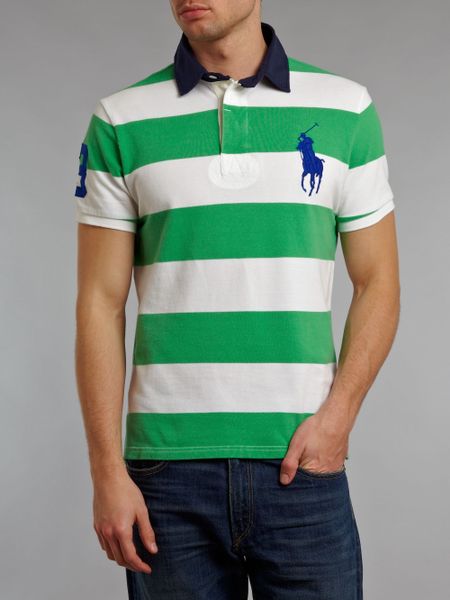 Polo Ralph Lauren Contrast Collar Block Striped Polo Shirt in White for ...