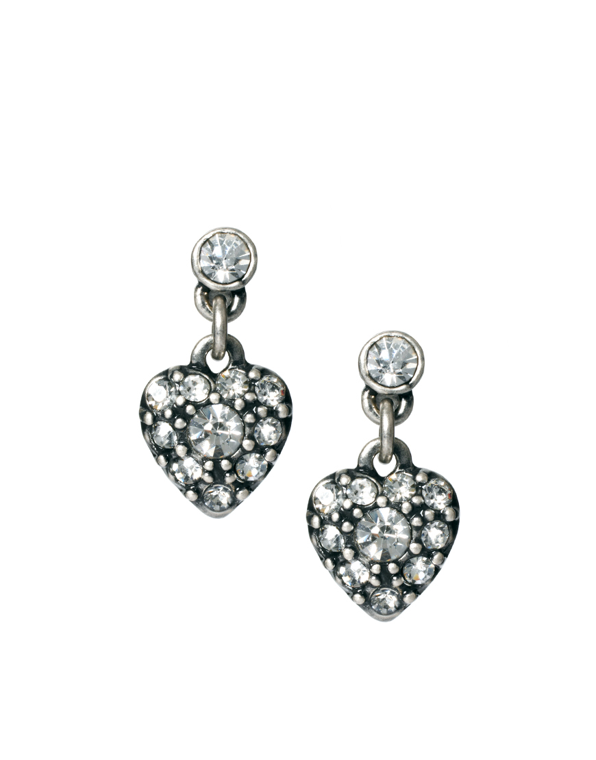 Lyst Cath Kidston Crystal Heart Drop Earrings In Metallic Gallery
