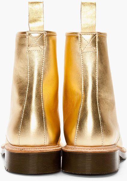 Dr. Martens Metallic Gold 8eye Made in England Mie Boots in Gold | Lyst