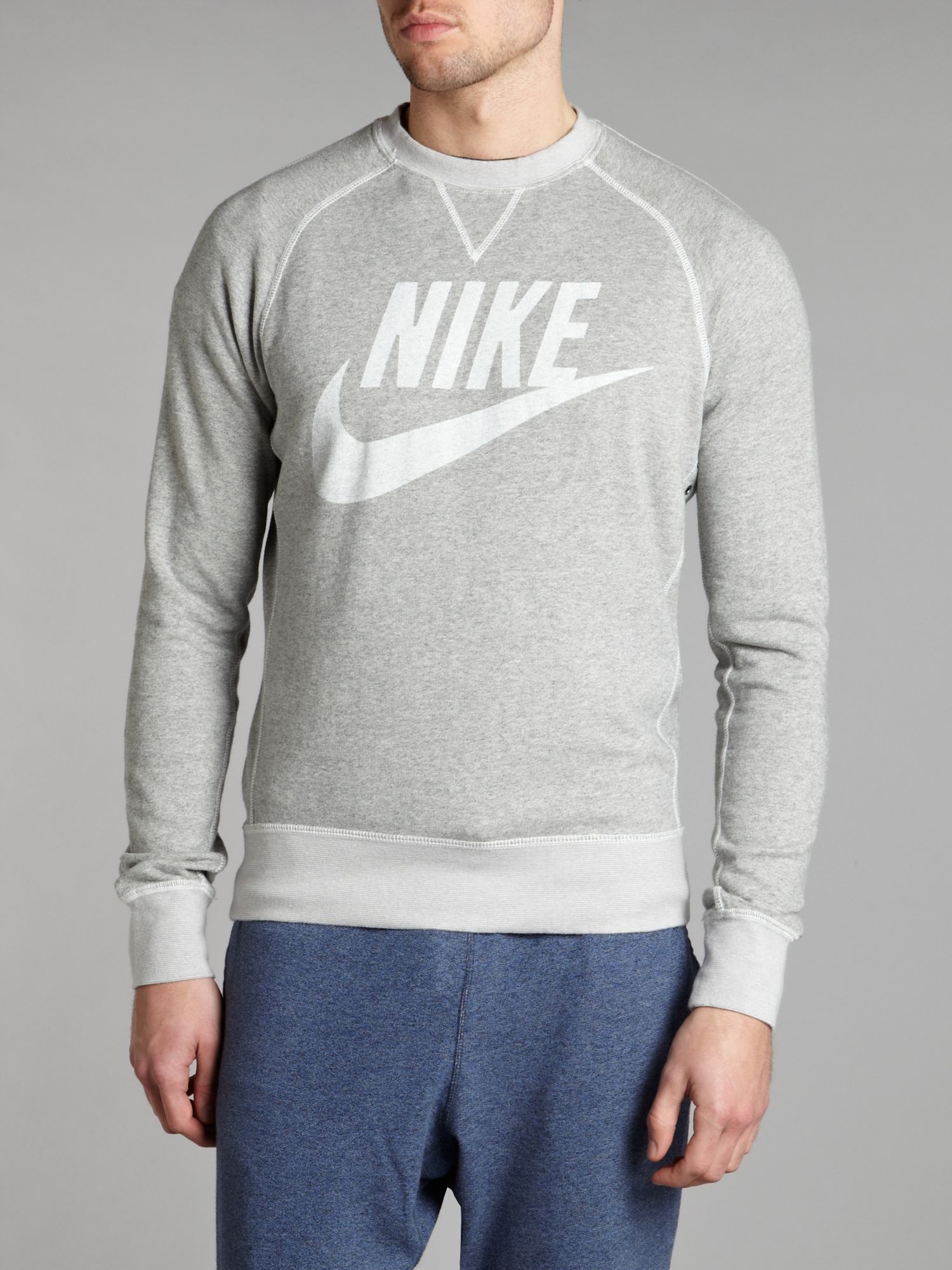 Nike Large Logo Sweatshirt in Gray for Men | Lyst