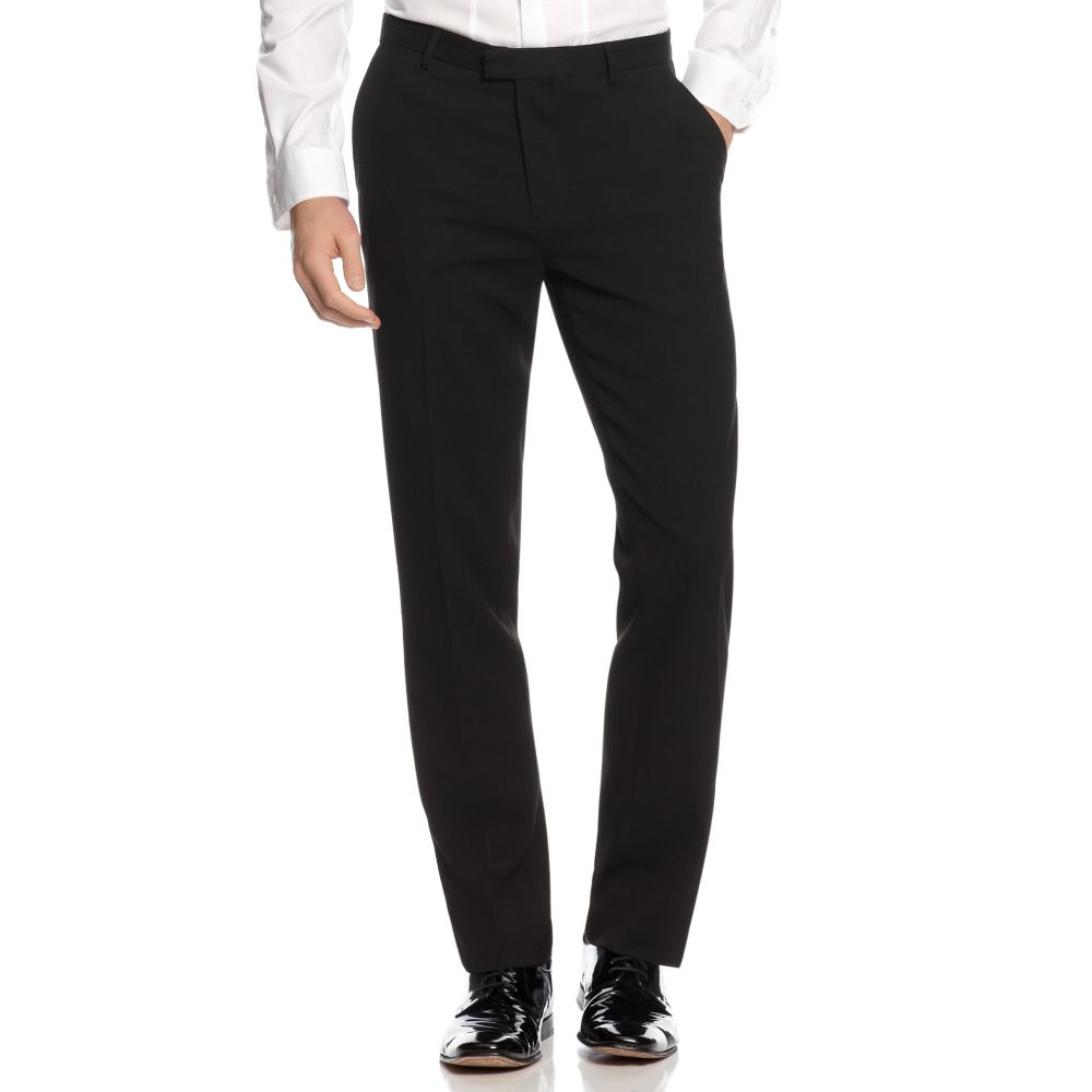 Calvin Klein Black Textured Slim Fit Pants in Black for Men | Lyst