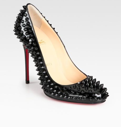 Christian Louboutin Fifi Spiked Patent Leather Pumps in Black | Lyst