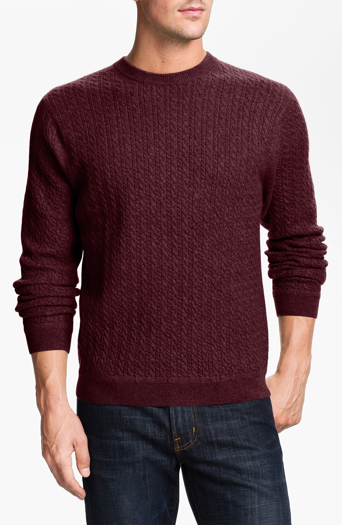John W. Nordstrom® Cable Knit Cashmere Sweater in Black for Men (blood ...