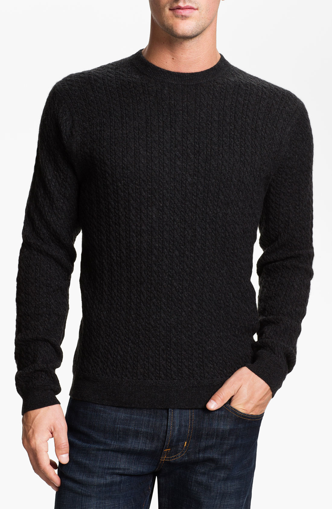 John W. Nordstrom® Cable Knit Cashmere Sweater in Gray for Men ...
