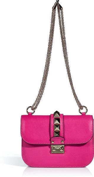 Valentino Pink Leather Rockstud Shoulder Bag in Pink | Lyst