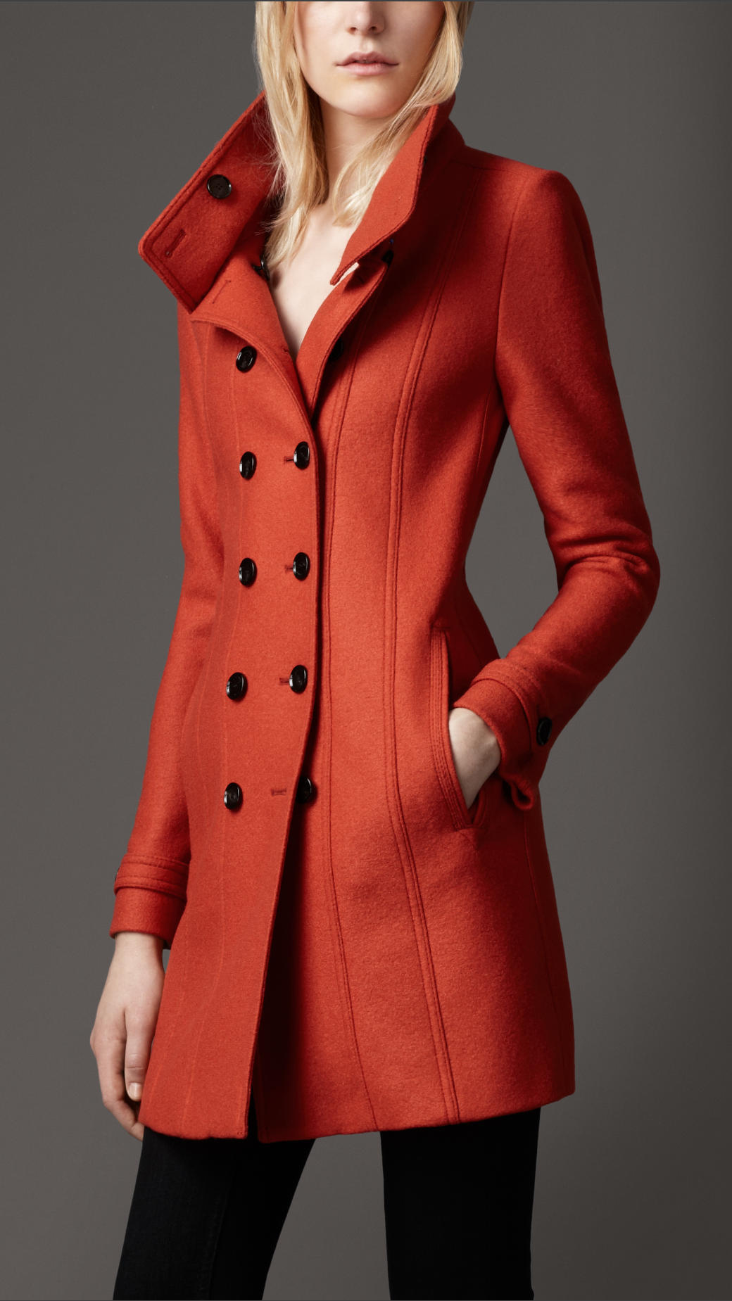 Lyst - Burberry Wool A-Line Coat in Red