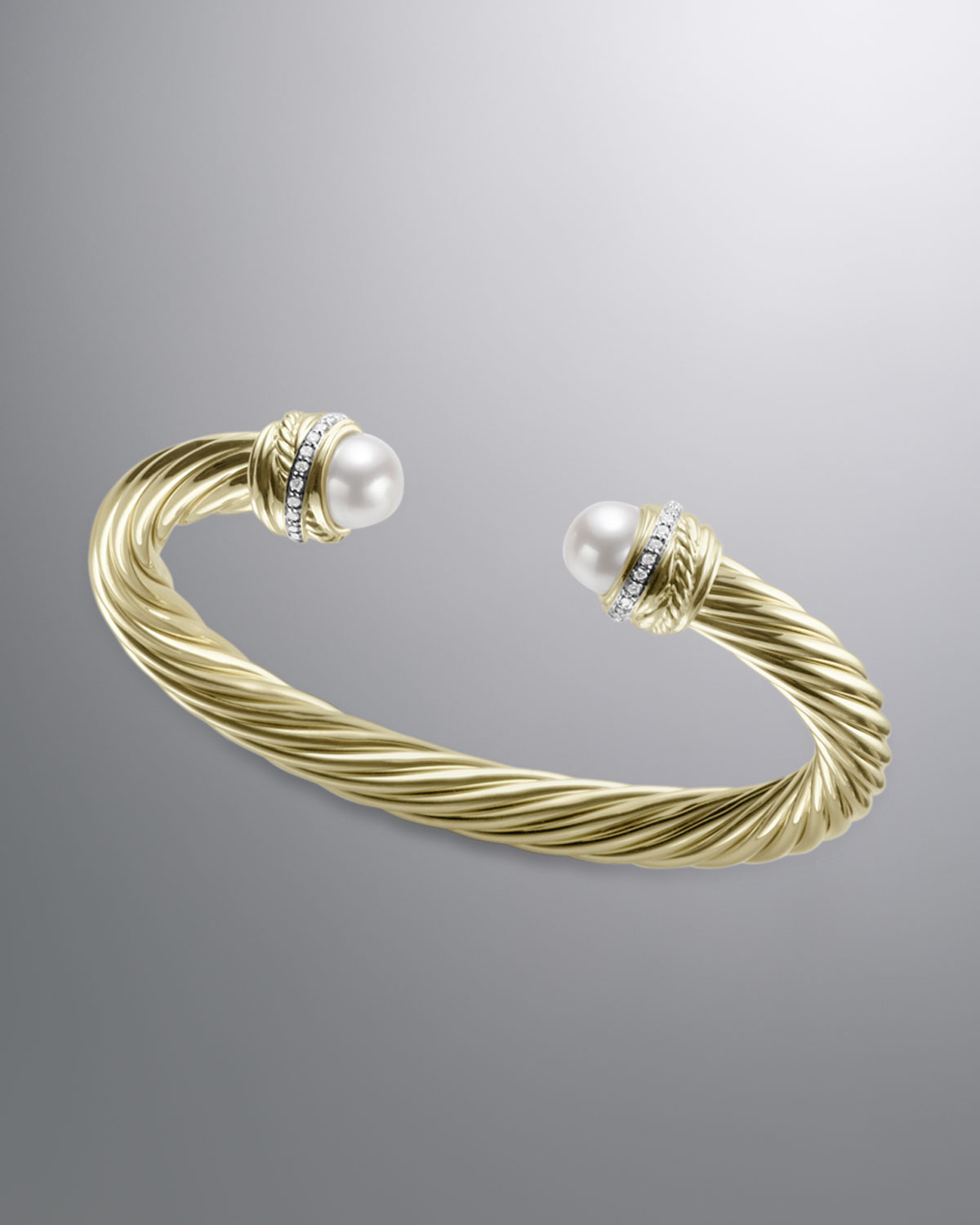 David Yurman Pearl Crossover Bracelet 7mm in Gold | Lyst