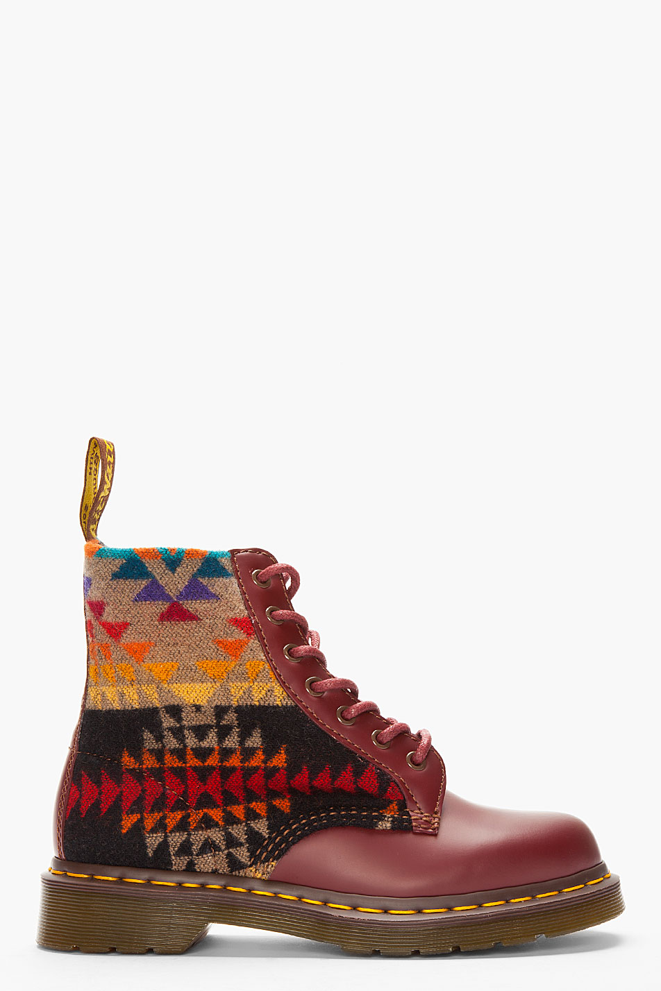 Dr. Martens Burguny Printed Wool Pendleton Edition Boots in Brown for ...