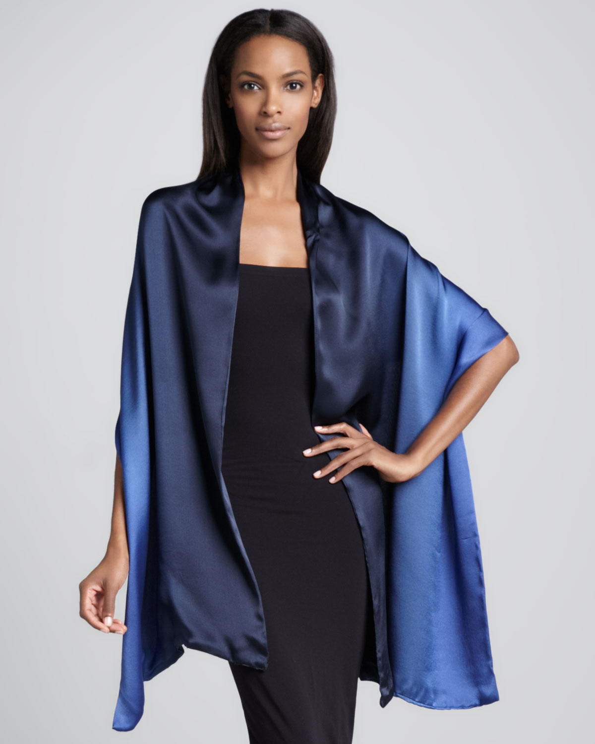satin navy wrap