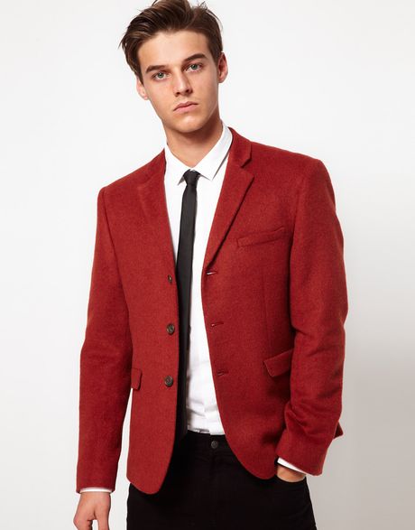 Asos Slim Fit Blazer in Red for Men | Lyst