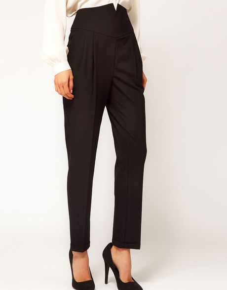 Asos Collection Asos High Waist Evening Trousers in Black | Lyst