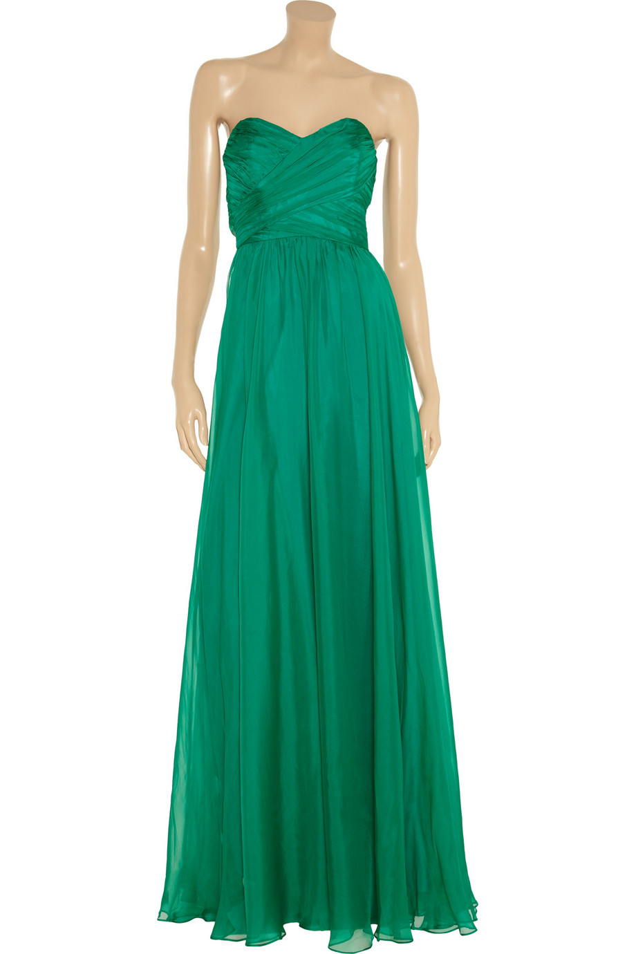 Badgley mischka Strapless Silk Wrapeffect Gown in Green | Lyst