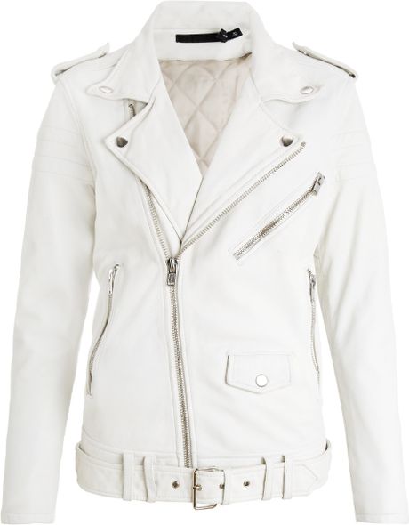 Blk Dnm Smoky White Leather Jacket in White | Lyst