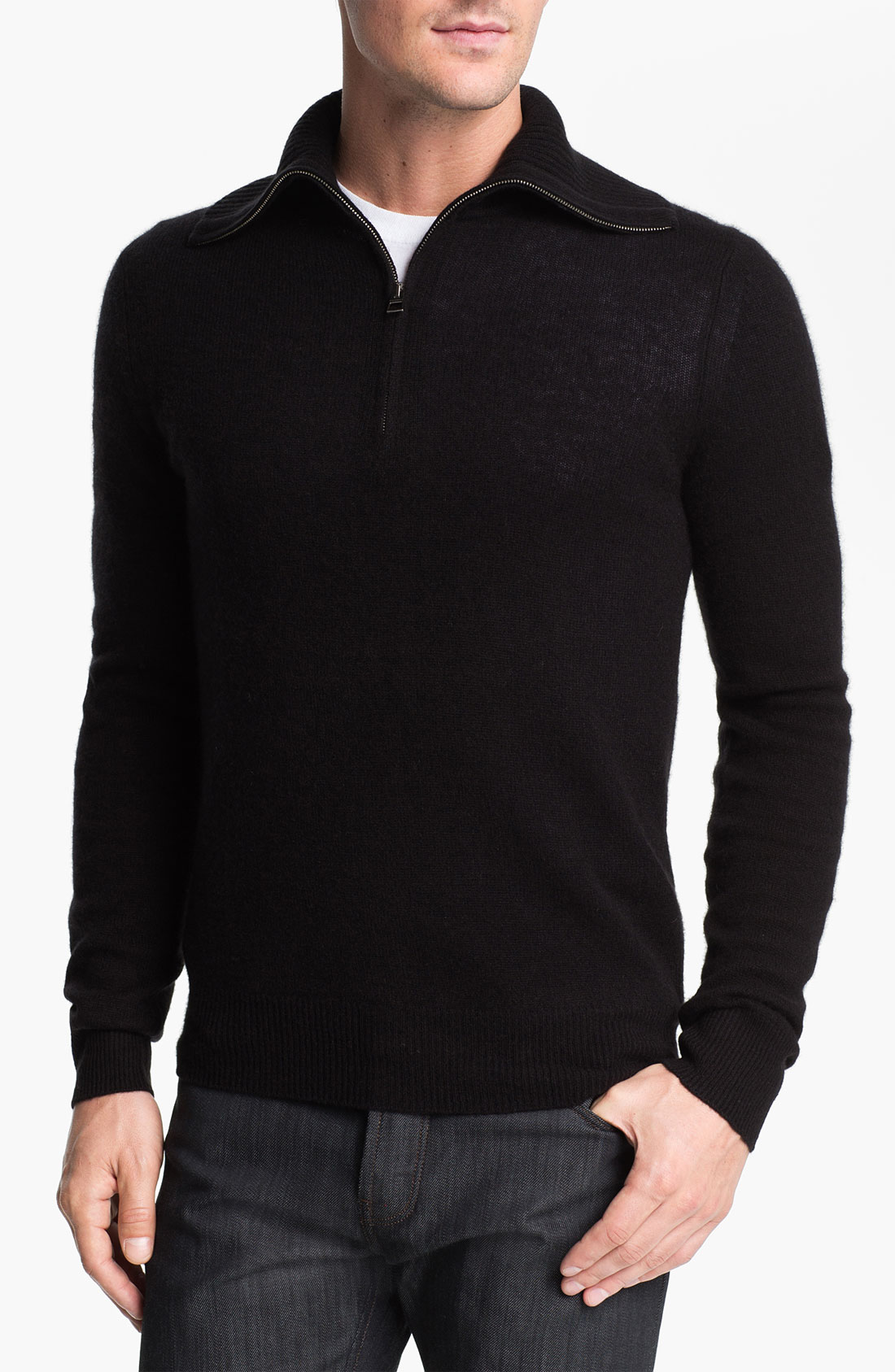 Burberry Brit Hurlingham Half Zip Cashmere Sweater in Black for Men | Lyst