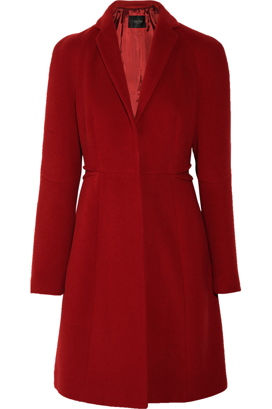 Calvin Klein Wool Blend Coat in Red | Lyst