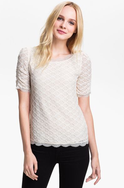 Joie Tullia Lace Top in Beige (off white) | Lyst