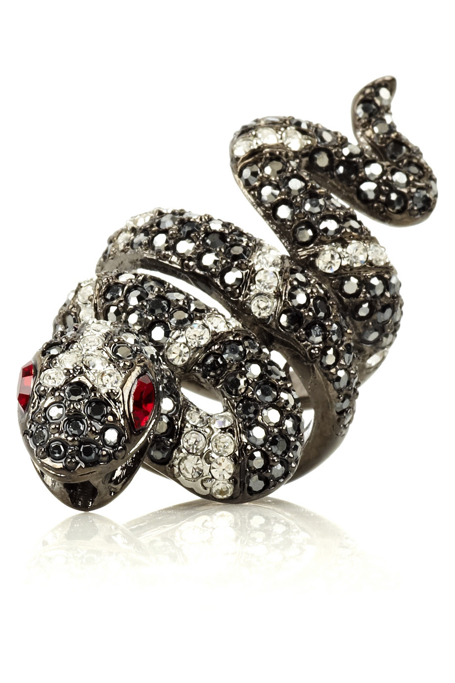 Lyst Kenneth Jay Lane Gunmetalplated Swarovski Crystal Snake Ring In