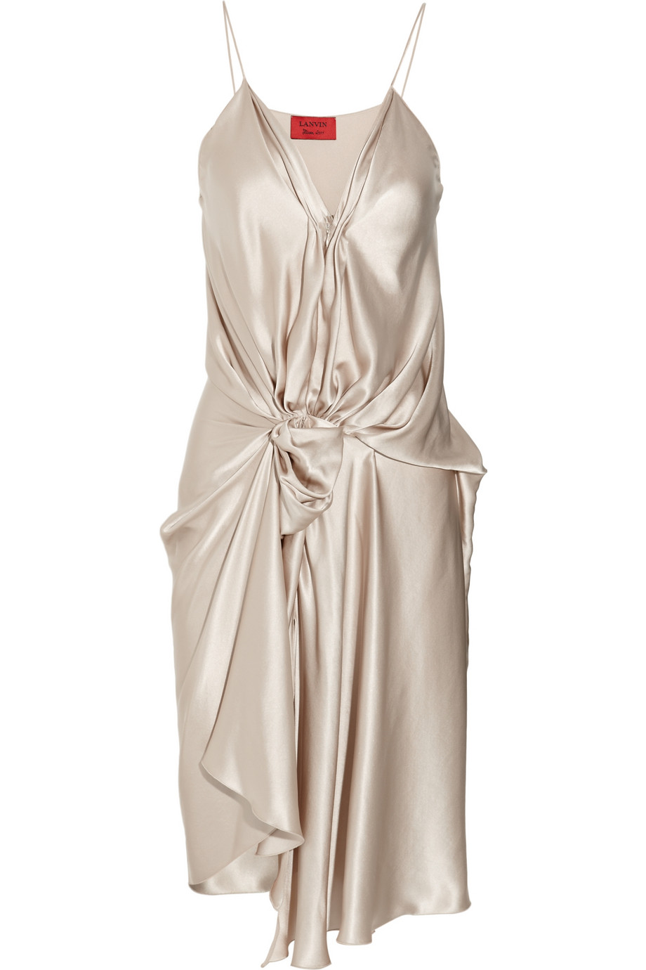 Lyst - Lanvin Draped Silk Satin Dress in White