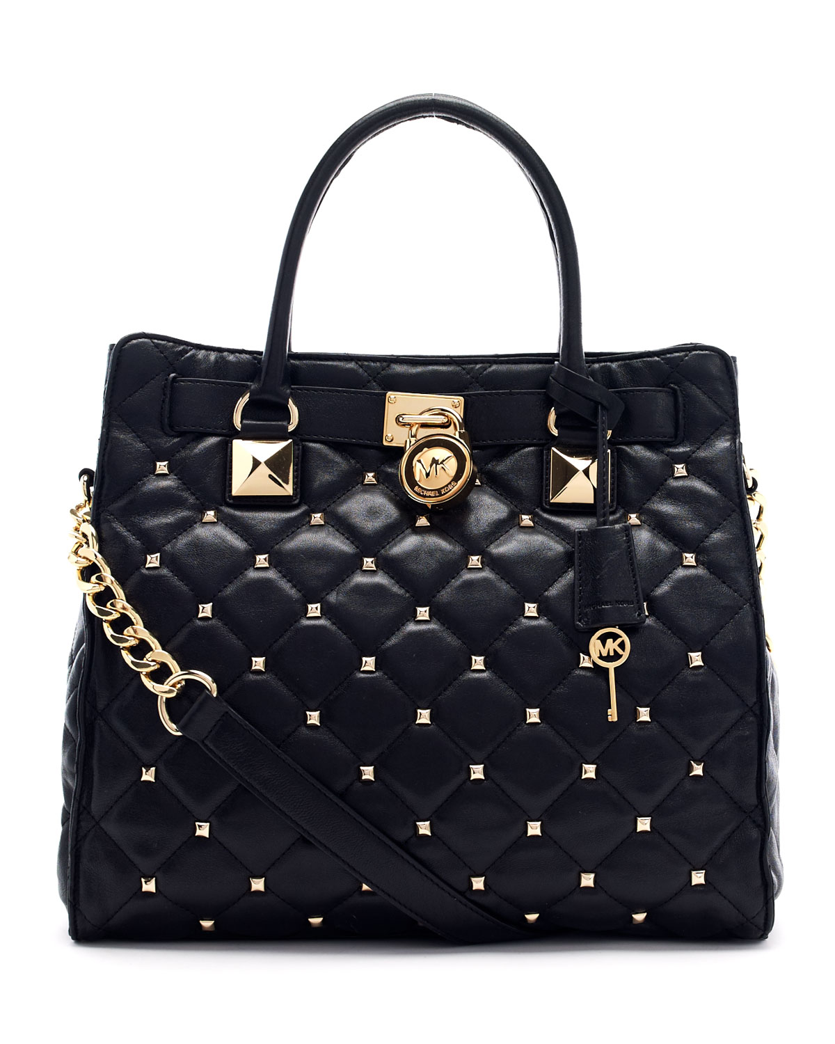 Lyst - Michael Michael Kors Large Hamilton Studded Quilted Tote Bag in ...