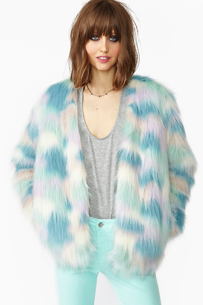 Nasty gal Fantasy Faux Fur Coat in Blue | Lyst