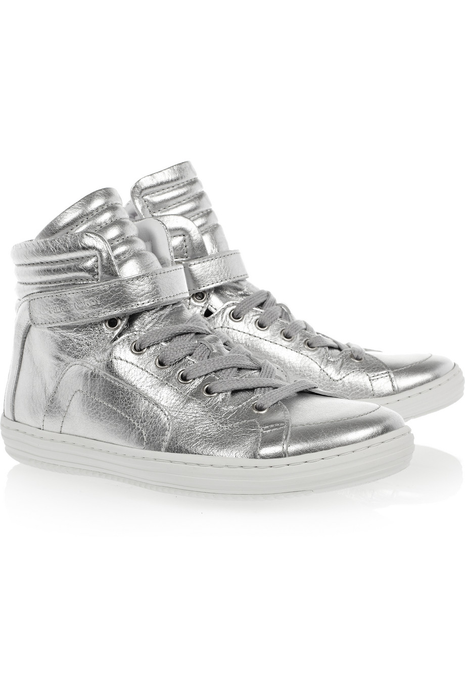 Lyst - Pierre Hardy Silver Foil Leather Carryover High_top Sneakers in ...