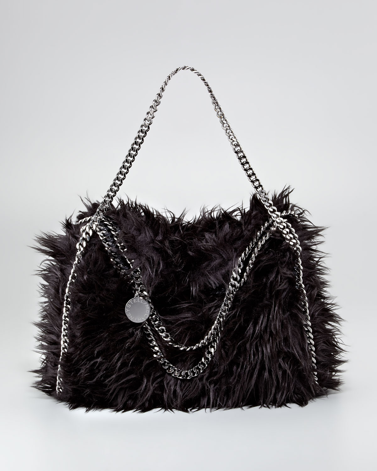 Lyst - Stella mccartney Falabella Furry Foldover Tote Bag in Black