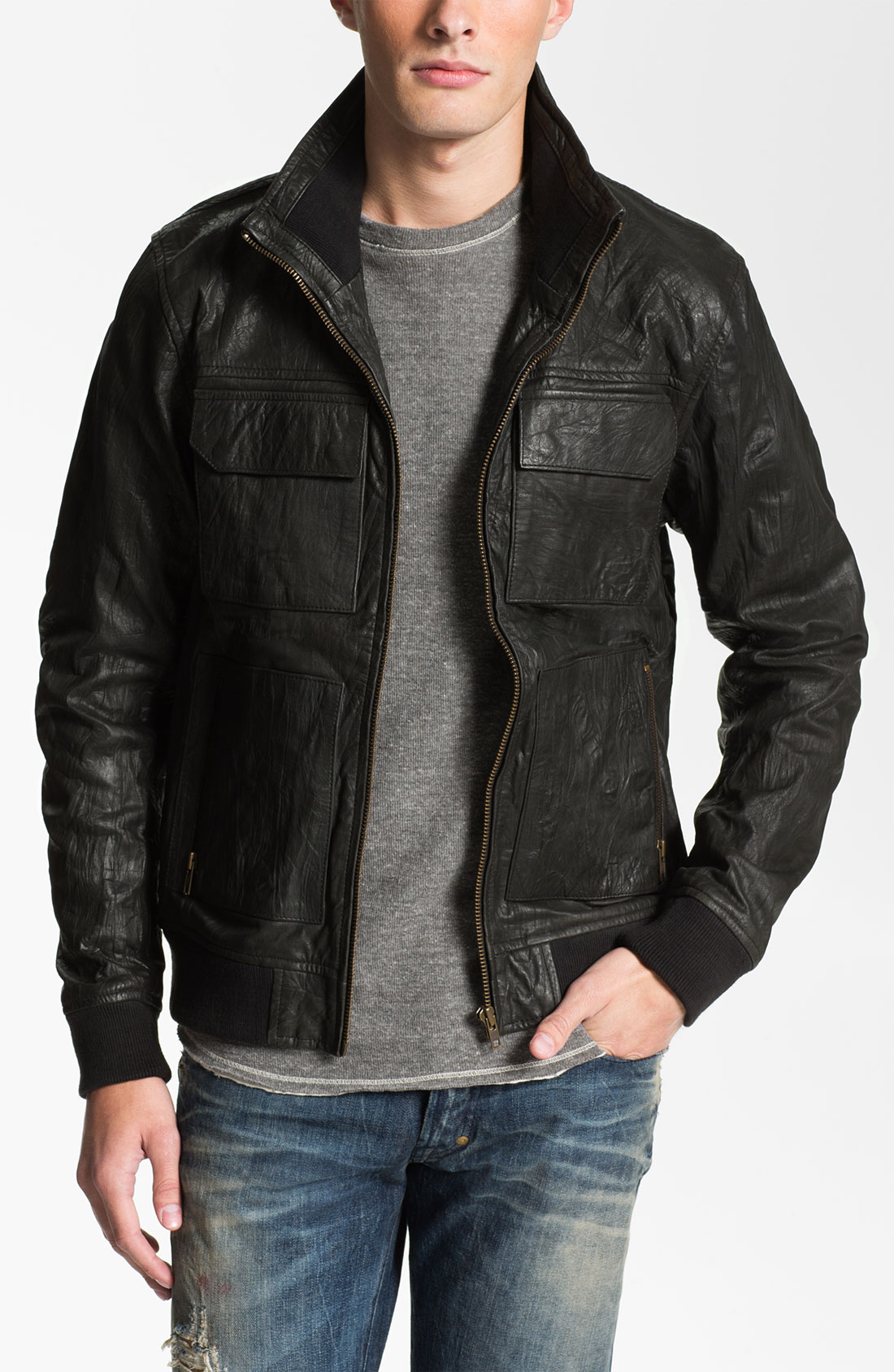 Zanerobe Buck Leather Jacket in Black for Men (petrol) | Lyst