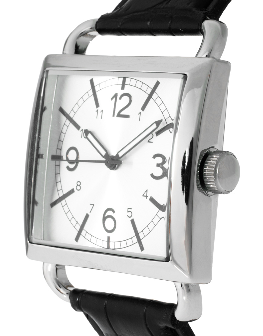 Lyst Asos Asos Square Face Croc Strap Watch in Black for Men