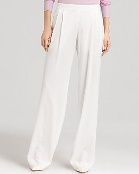 Theory Pants Mitra Malaya Wide Leg in Beige (ivory) | Lyst