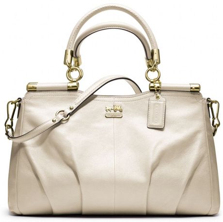 Coach Madison Leather Carrie in Beige (brass/parchment) | Lyst