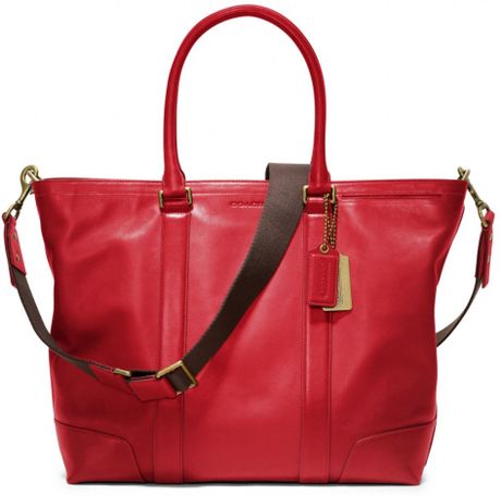 Coach Bleecker Legacy Leather Business Tote in Red (chili) | Lyst