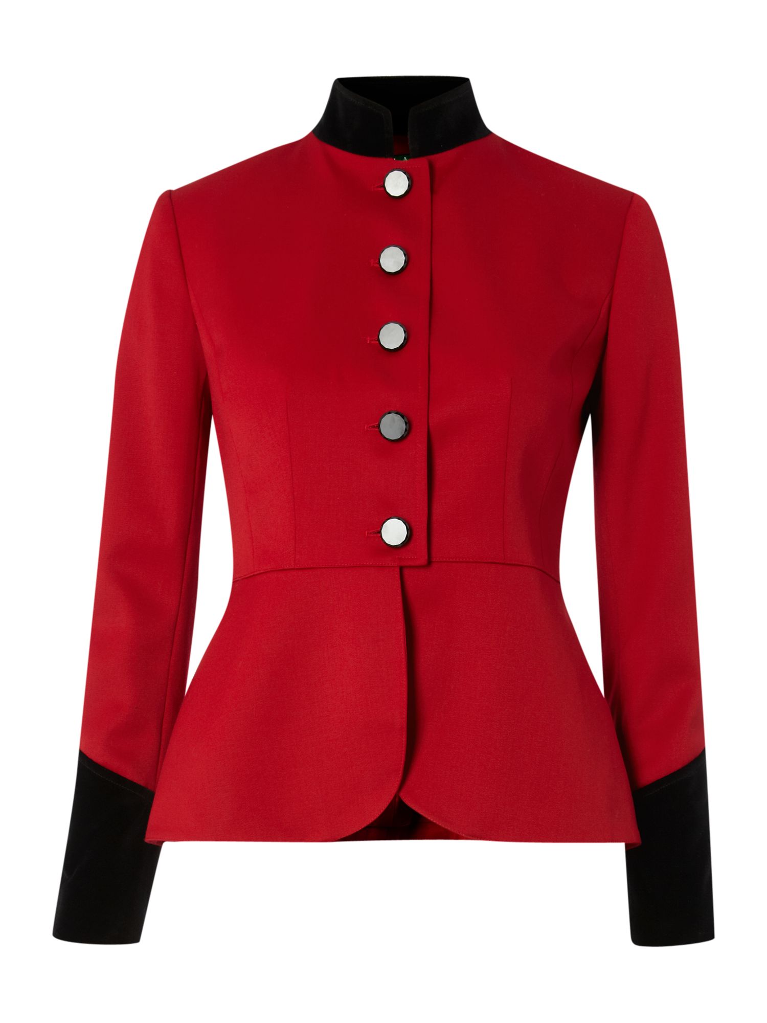 Lauren By Ralph Lauren Button Down Peplum Jacket with Velvet Trim in ...