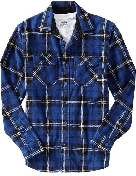 Old Navy Performance Fleece Shirt Jacket in Blue for Men (navy plaid ...