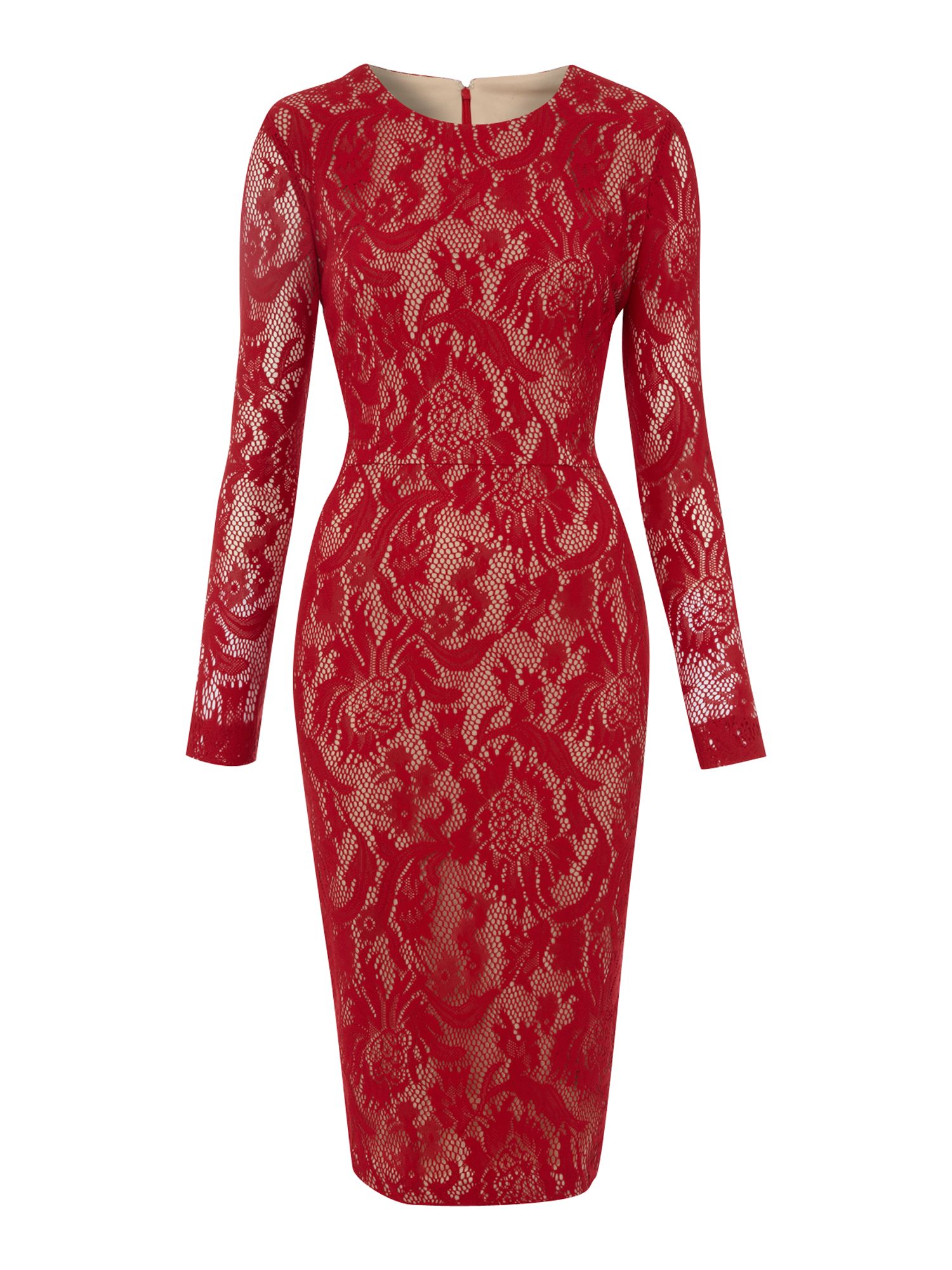 Pied A Terre Lace Shift Dress in Red | Lyst