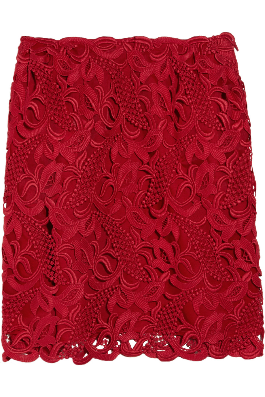 Lyst - Valentino Macramé and Silk-organza Skirt in Red