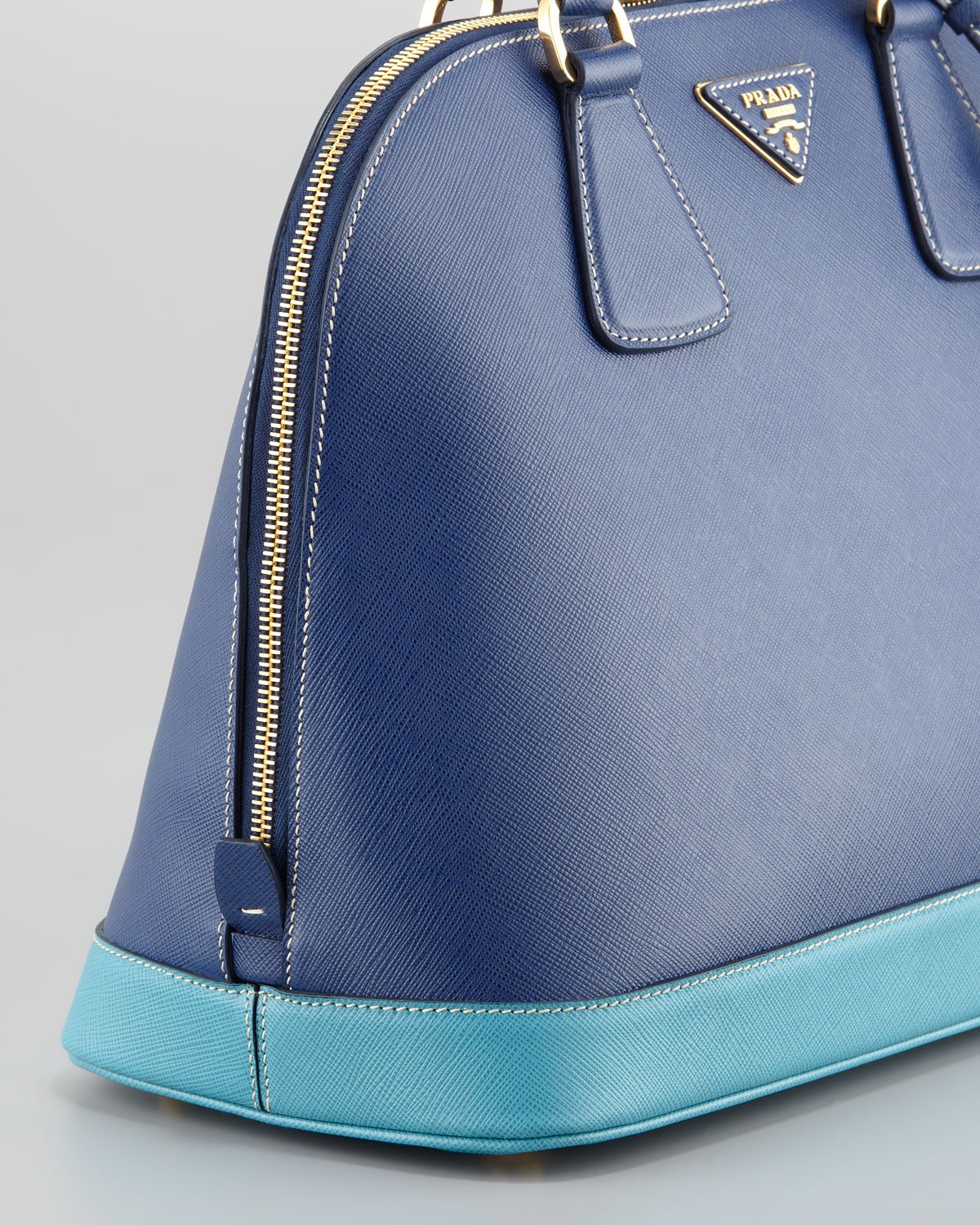 Prada Bicolor Promenade Round Dome Tote Bag in Blue | Lyst