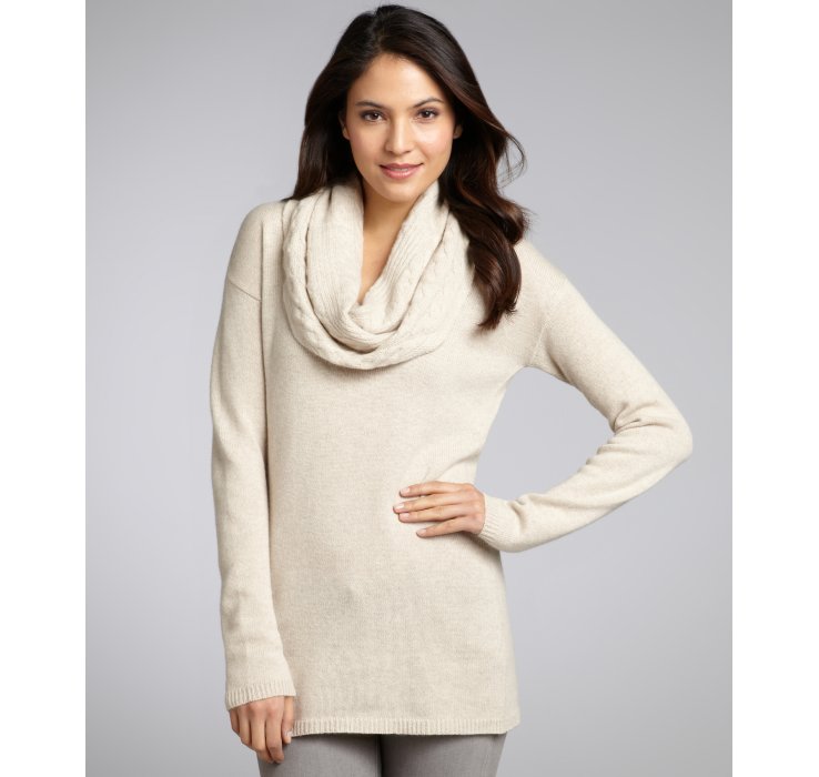 Lyst Autumn Cashmere Cashmere Cable Knit Cowl Neck Sweater in Natural