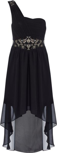 Jane Norman Embellished One Shoulder High Low Dress in Black | Lyst