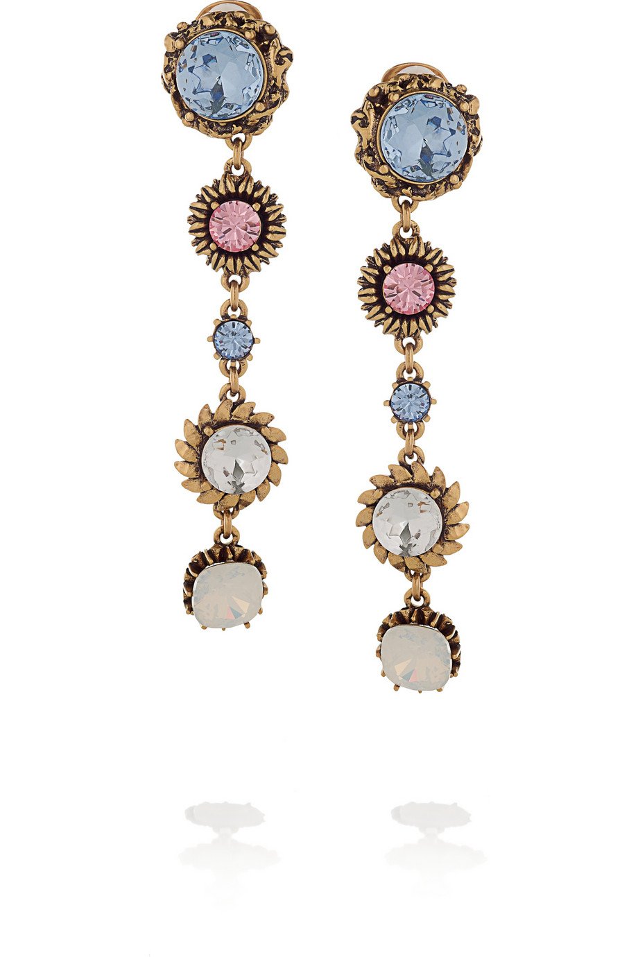 Oscar De La Renta 24karat Gold-Plated Crystal Clip Earrings in ...