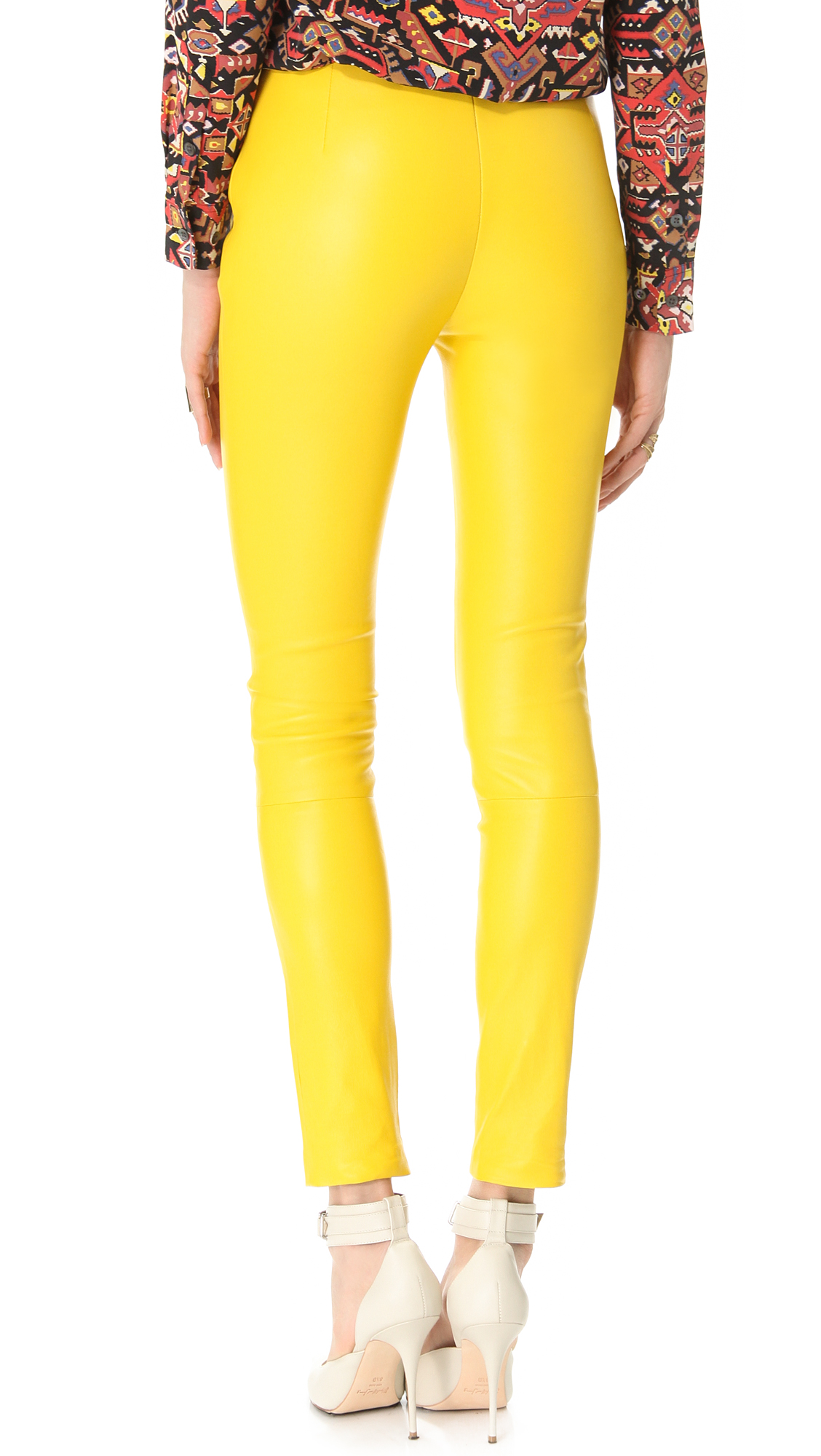 Lyst Catherine Malandrino Stretch Leather Pants In Yellow   Catherine Malandrino Citrus Stretch Leather Pants Product 4 5537416 634932144 