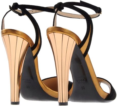 Gucci Platform Sandals in Gold (black) | Lyst