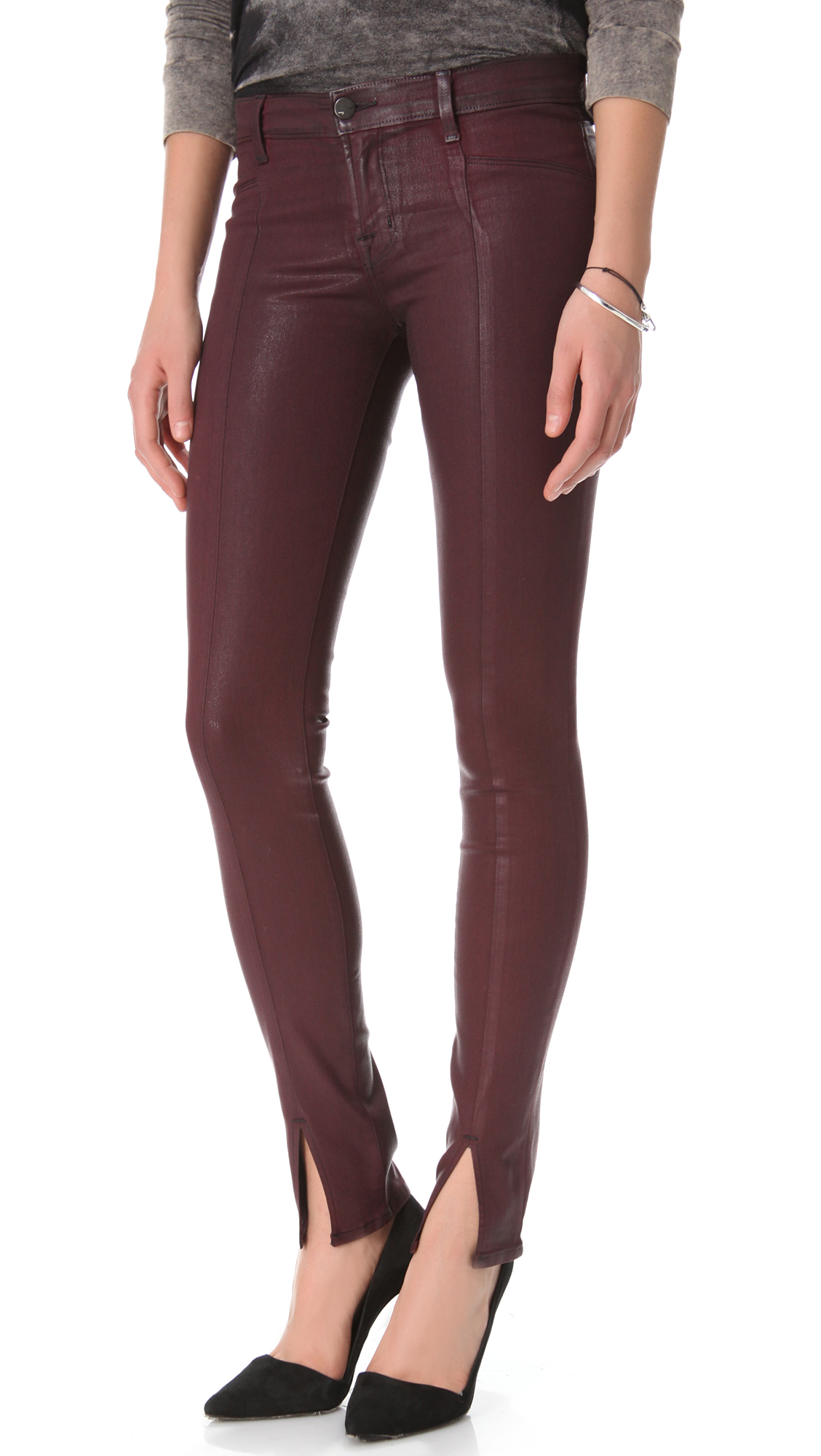 Lyst - J Brand Vera Coated Skinny Jeans in Brown