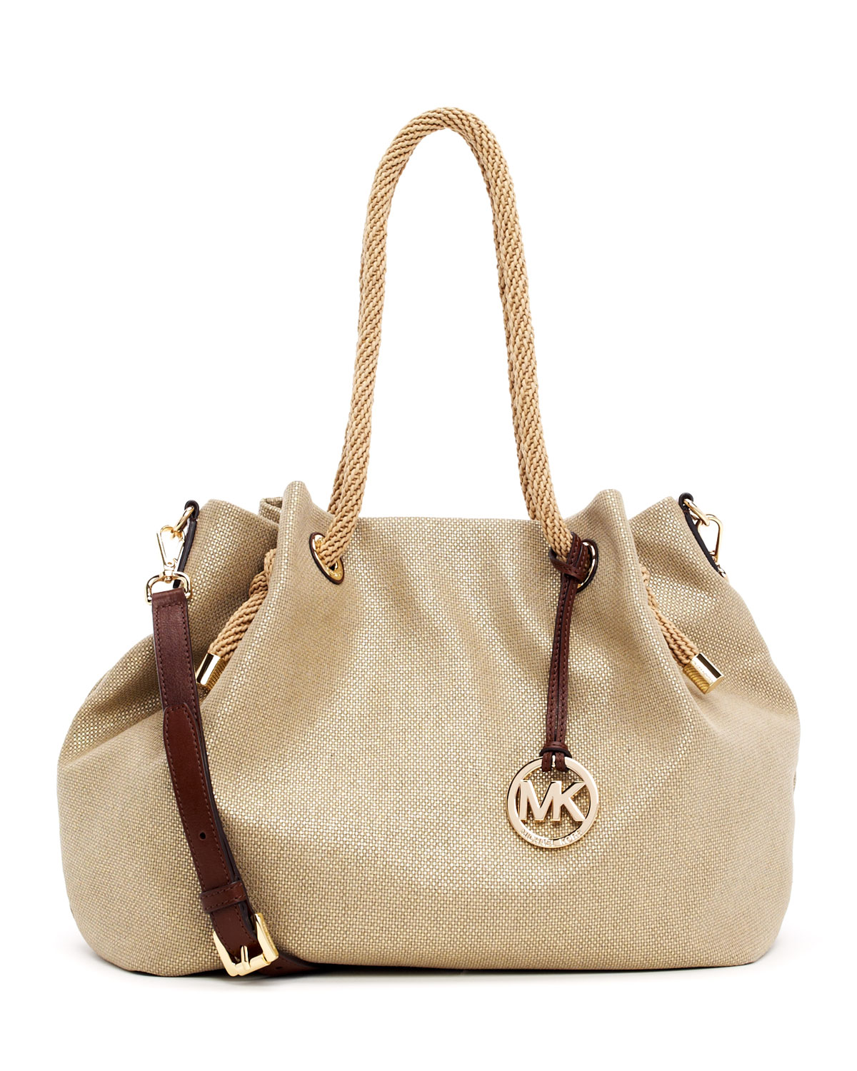 Lyst Michael Kors Large Marina Canvas Tote With Strap In Natural Gallery Women S Michael Kors Marina