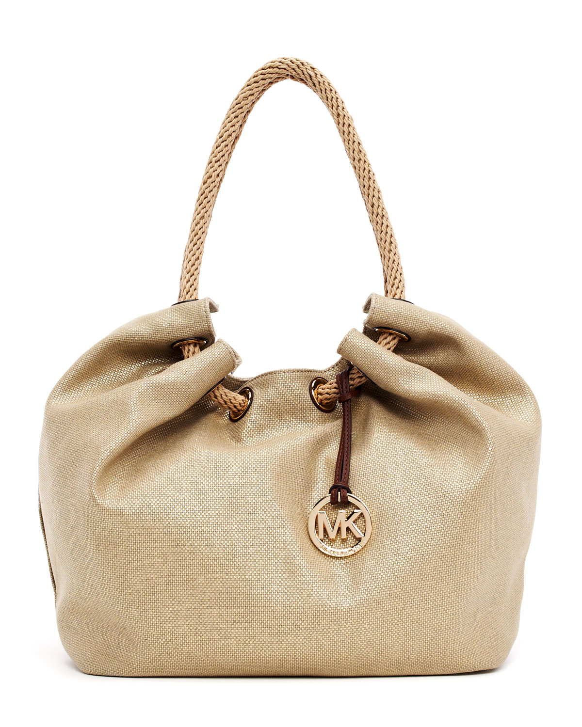 Lyst Michael Kors Large Marina Metallic Canvas Shoulder Tote In Gallery Women S Michael Kors Marina