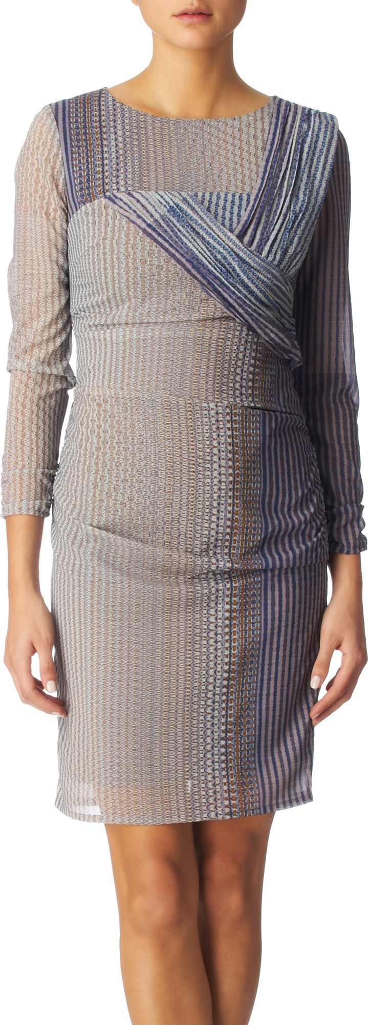 Reiss Dress Beulah Crossover Printed in Gray | Lyst